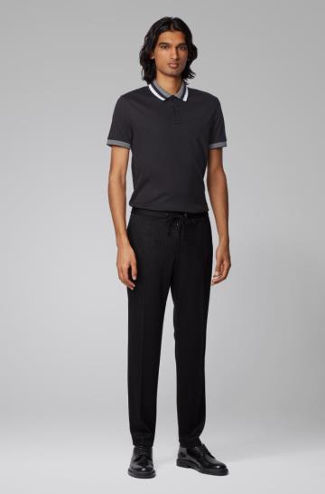 Koszulki Polo BOSS Slim Fit Czarne Męskie (Pl05581)